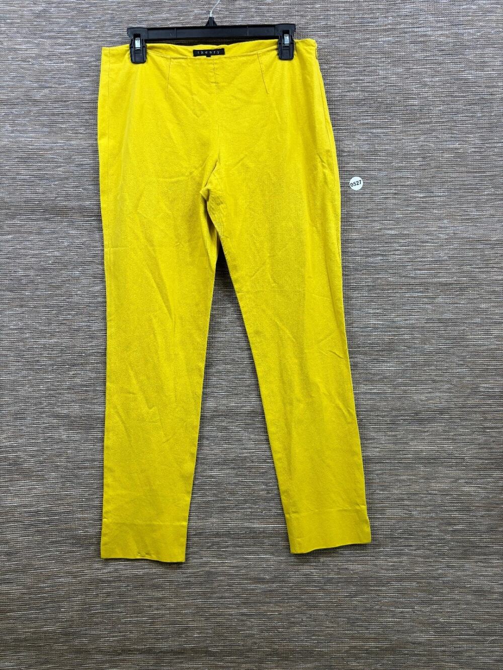 Theory Belisa Bistretch Ankle Trouser Pants Womens Sz 6 Yellow Mid Rise Stretch